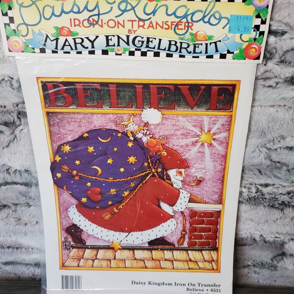 DAISY KINGDOM IRON ON TRANSFER Santa Claus BELIEVE #6531 NIP